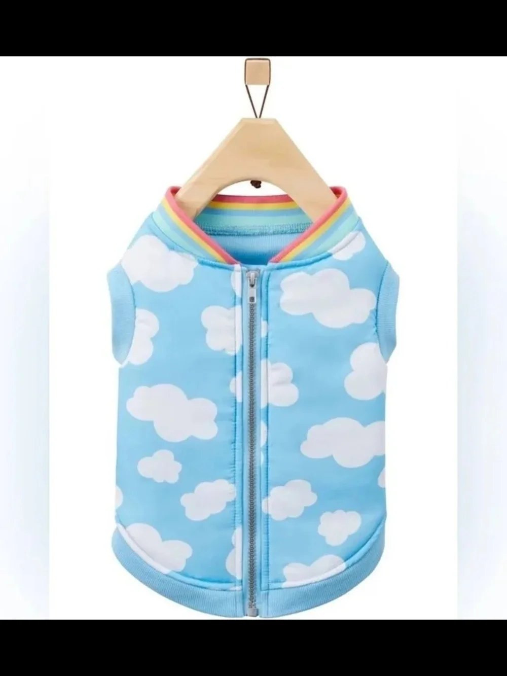 Wag-a-tude Cloud Print Blue Dog Jacket with Zipper
